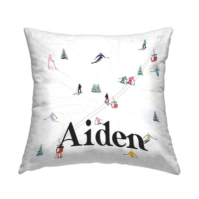 Coussin décoratif imprimé "Ski Sling Winter Slopes" par Ashley Singleton