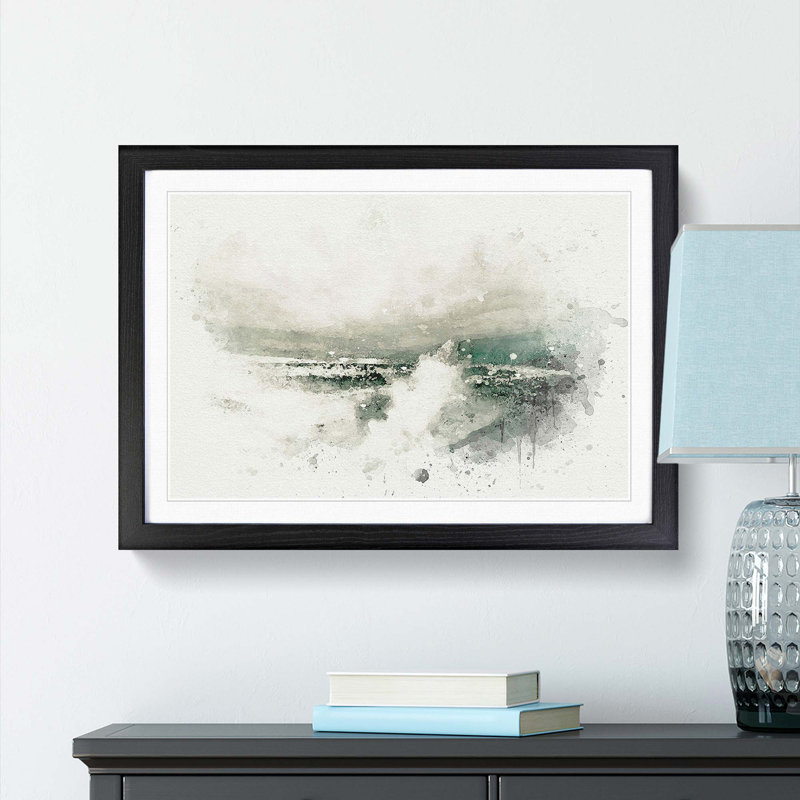 Crashing Waves in Abstract - Picture Frame Graphic Art Print, 27cm H x 36cm W x 2cm D, Black Framed