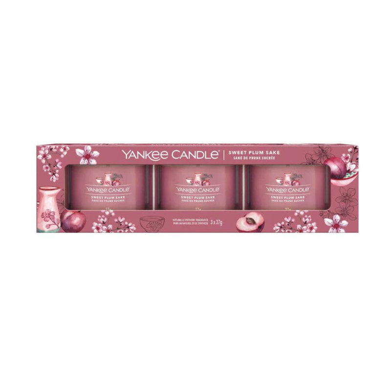 Yankee Candle - 3 Packed Filled Votives - Sweet Plum Sake