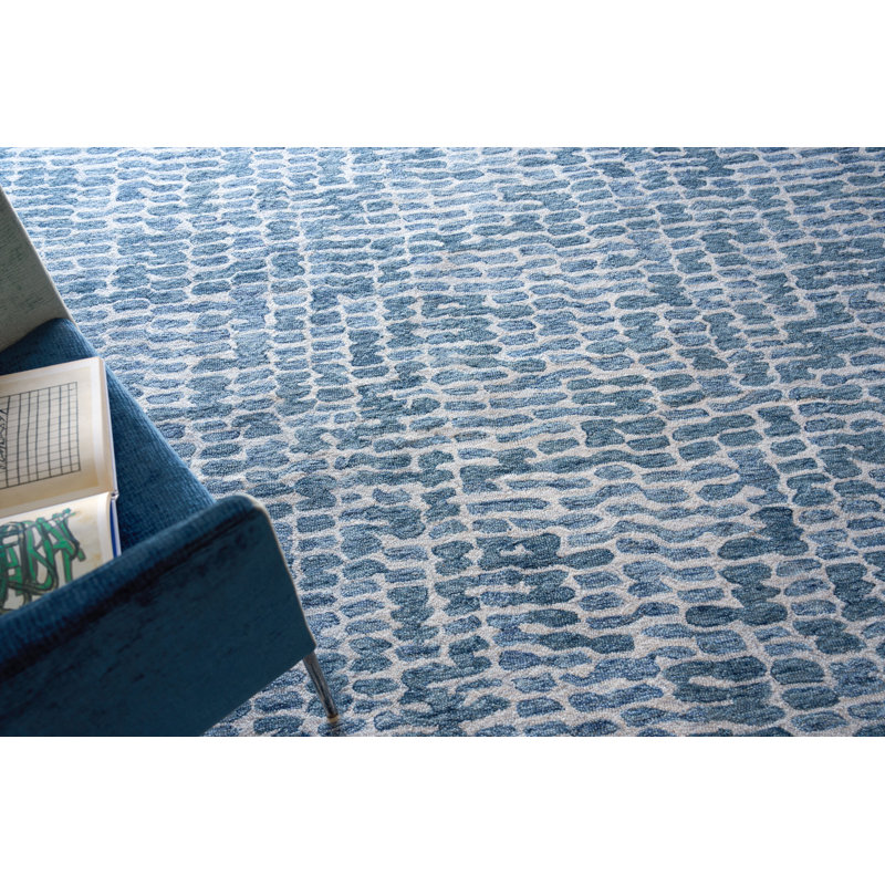 Ink Blot Hand Tufted Wool Abstract Area Rug, Rectangle 14' x 18'