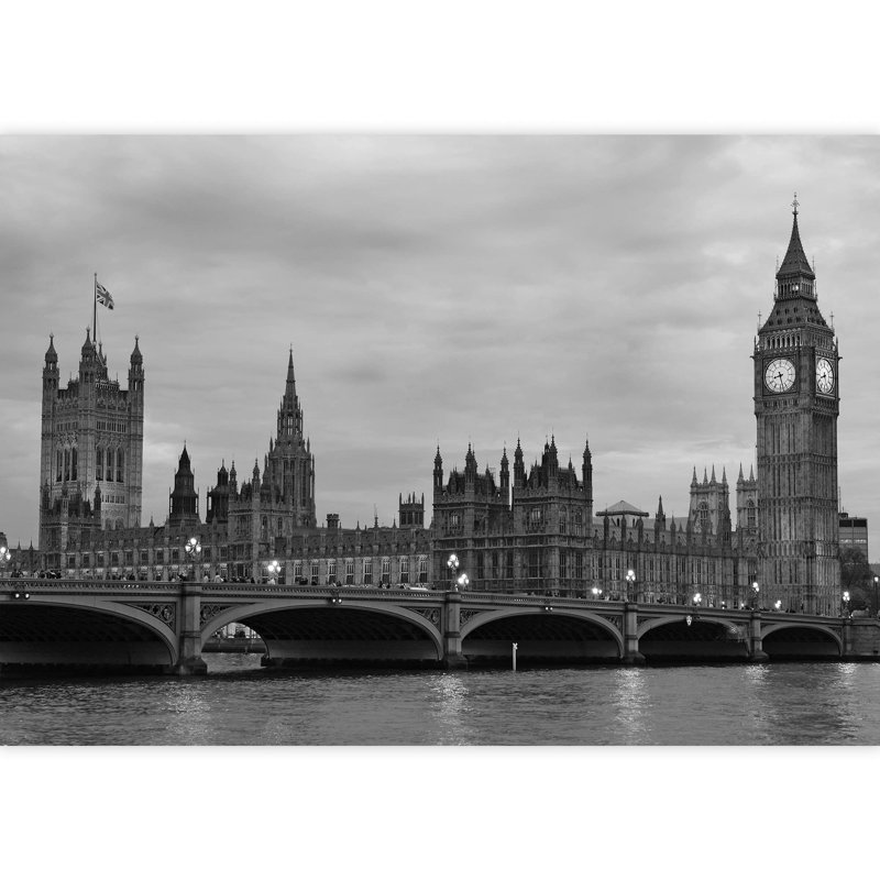Grand papier peint auto-adhésif Westminster Bridge avec Big Ben à Londres, L 100 po x l 144 po