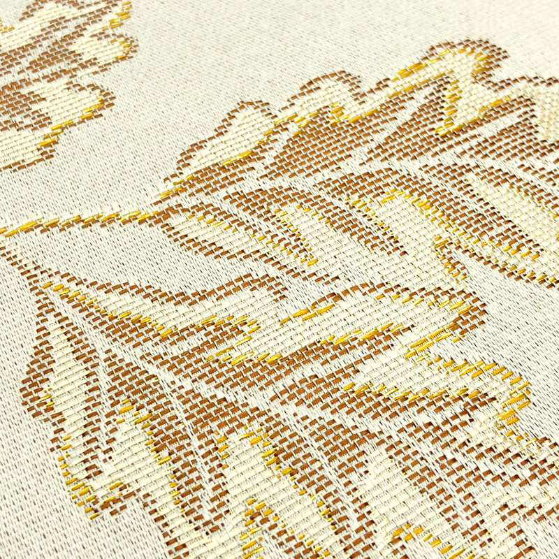Chemin de table en métal tissé jacquard en fil de feuille de récolte Treyvon