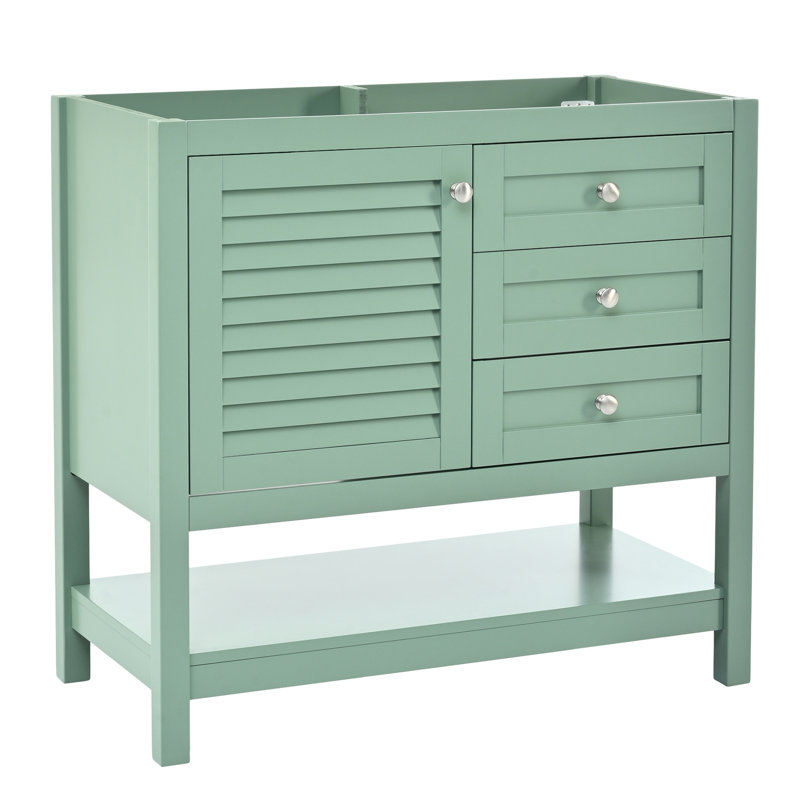 Armoire de rangement pour salle de bain sans lavabo, meuble-lavabo autoportant de 36 po avec portes et 2 tiroirs, portes de tiroir modernes en bois massif, structure