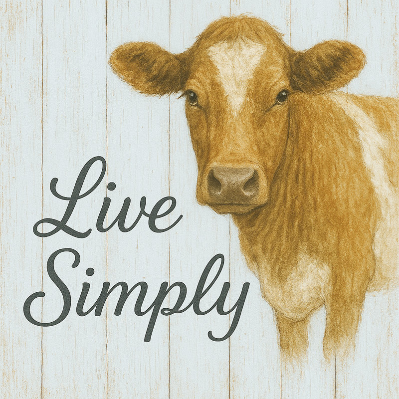 Live Simply - Vache brune - Toile tendue, H 12 po x l 12 po