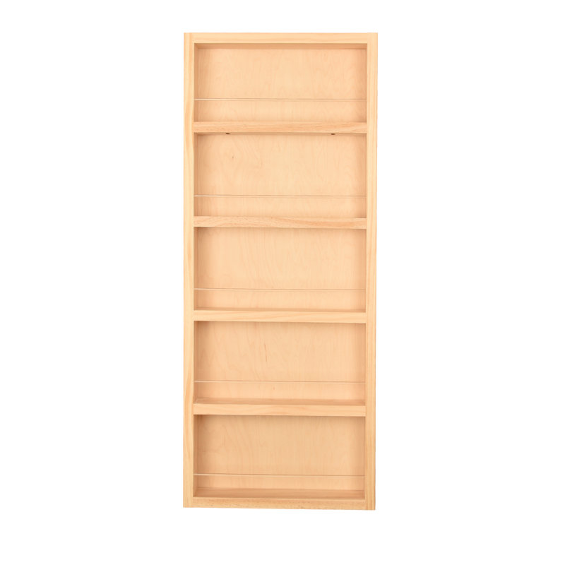 Étagère à épices sur le mur Mitchell, Bois brut, H 35 po x l 11 po