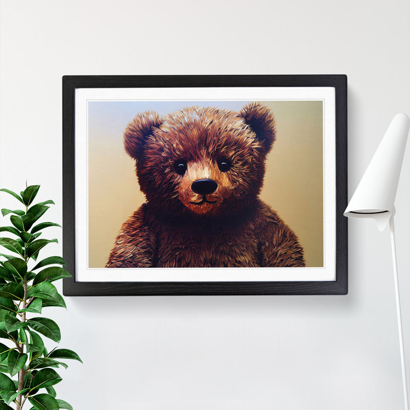 Enigmatic Teddy Bear - Single Picture Frame Print, Black Framed, 46cm H x 64cm W x 2cm D