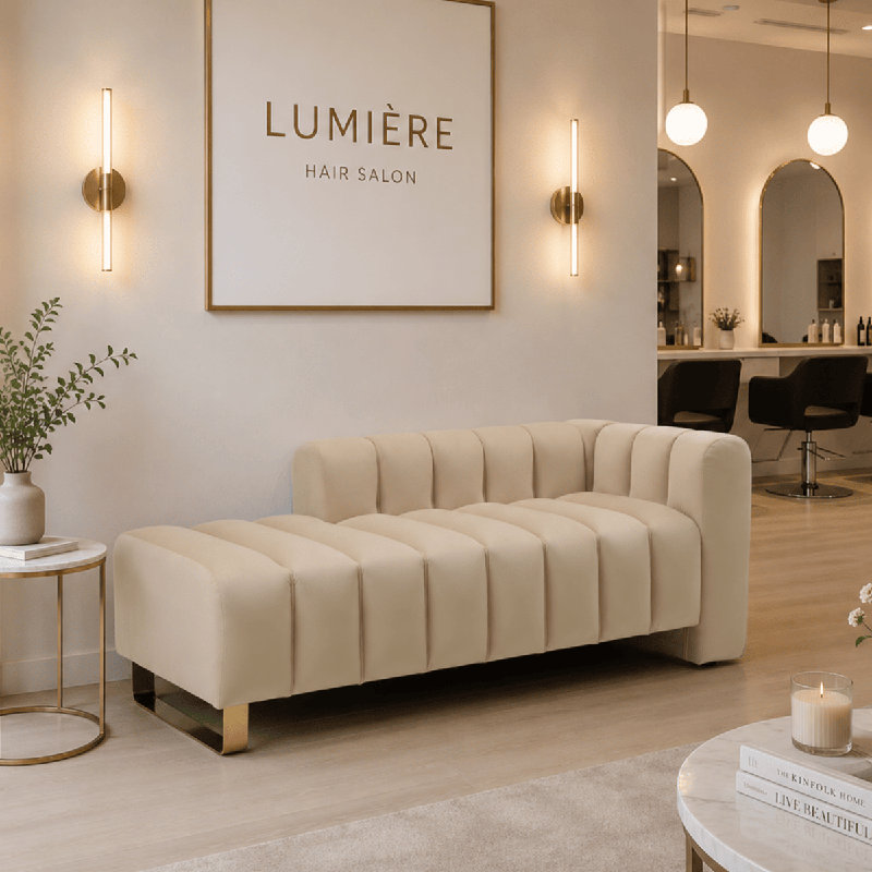Banc d'intérieur rembourré Glam avec dossier et accoudoirs, Chameau