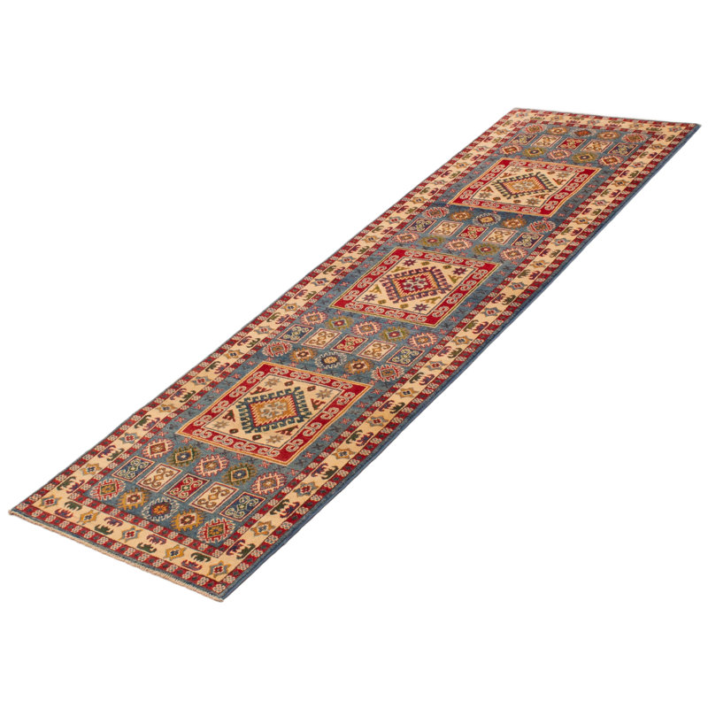 Tapis de couloir bleu nouvel âge en laine 2 pi 7 po x 9 pi 1 po Zamion
