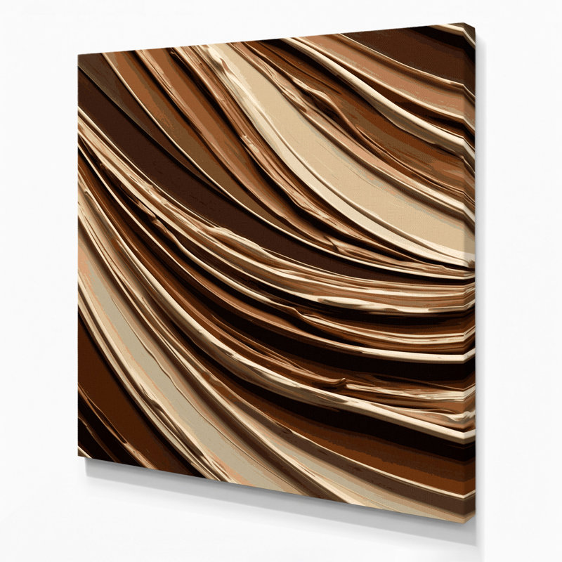 Horizontal Striped Chestnut Cream Brown Canvas Wall Art