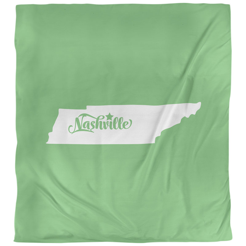 Housse de couette réversible simple Nashville Tennessee, Housse de couette pour très grand lit, Vert, Microfibre