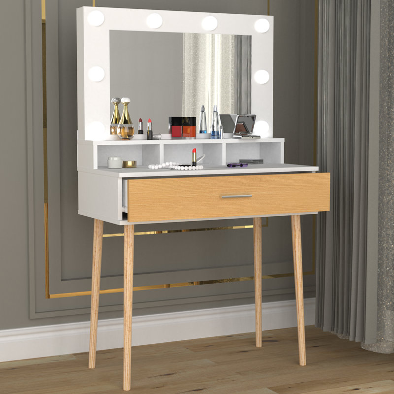 Sacaton Dressing Table with Mirror, Brown/Grey