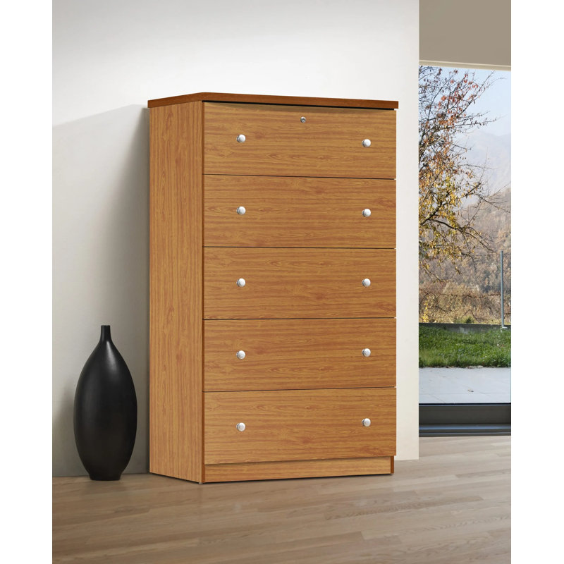 Commode 5 tiroirs Conroy, Cerisier