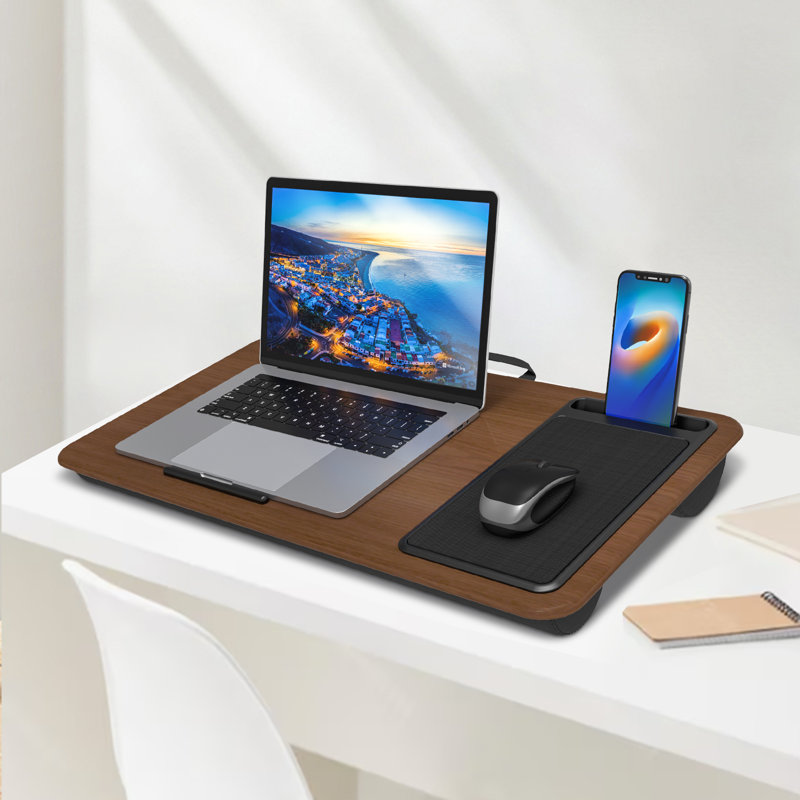 Inbox Zero Laptop Tray, Home Office Lap Desk with Mouse Pad and