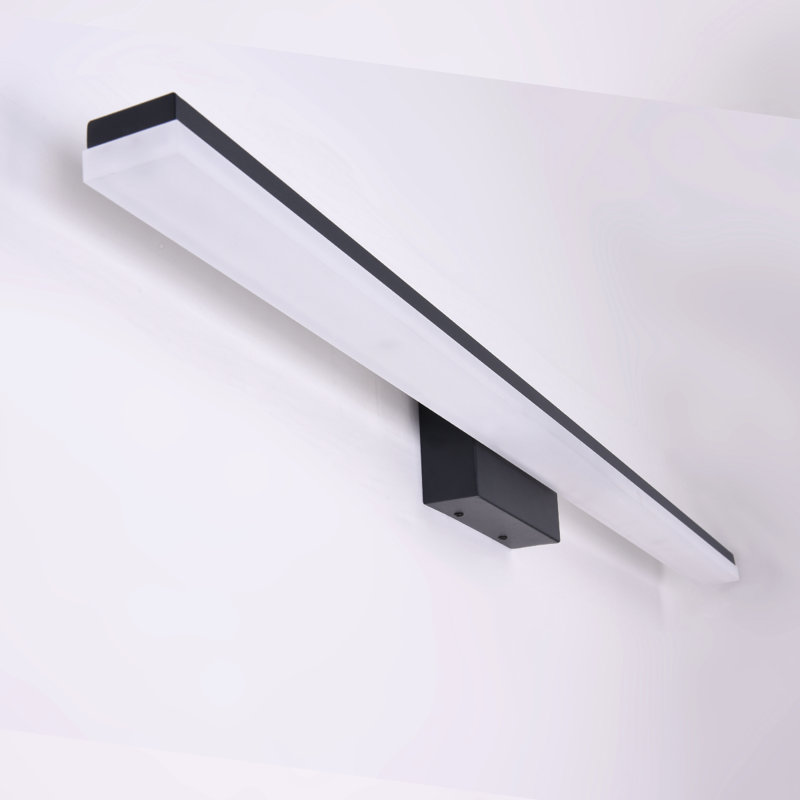 Barre d'éclairage de salle de bain 1 lumière DEL Alfonza, L 47,24 po, Noir mat, Blanc froid 5000K