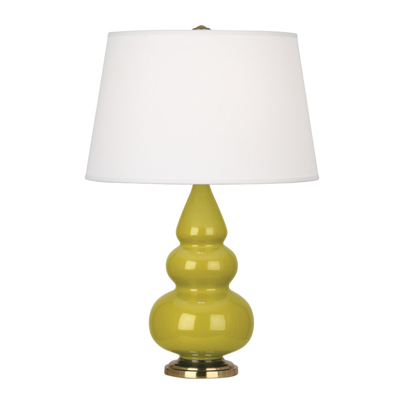 Small Triple Gourd Table Lamp, Citron/Antique Brass, Antique Brass