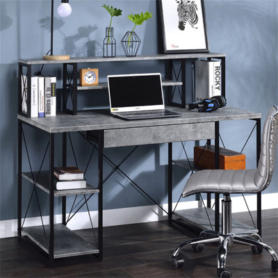 Bureau d'écriture avec un tiroir et 8 compartiments ouverts (sans les chaises de bureau)