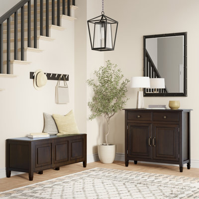 Coffre de rangement en bois massif de 51 po de large Connaught et armoire de rangement de 40 po de large en brun châtaignier foncé