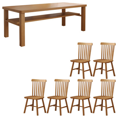 Ensemble de table à manger moderne et simple en bois massif.