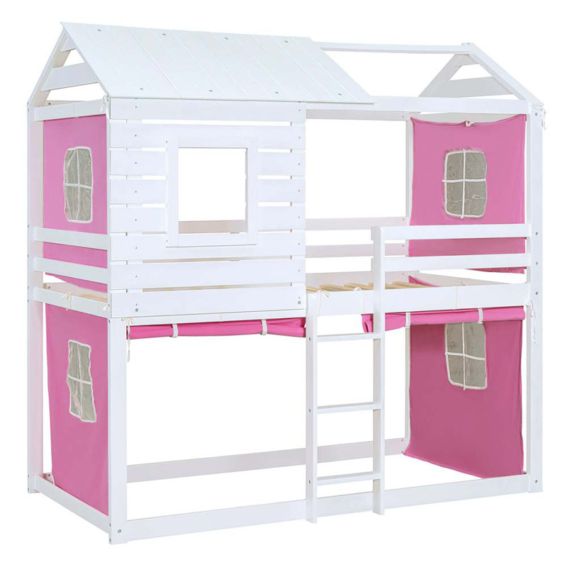 Lit superposé pour enfant Aasir, Simple, Rose