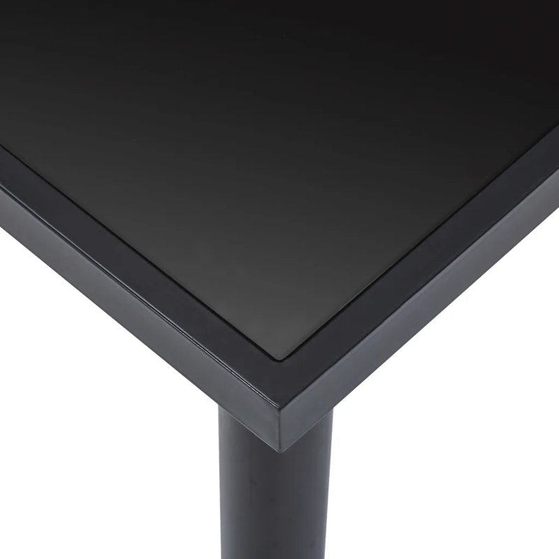 Searcy Glass Top Metal Base Dining Table, Black, 75cmH x 180cmL x 90cmW