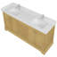 Meuble-lavabo double 72 po Avery en chêne miel, comptoir en quartz blanc, lavabos carrés encastrés (1 trou), garniture en chrome poli-51978327-134393528-134393530