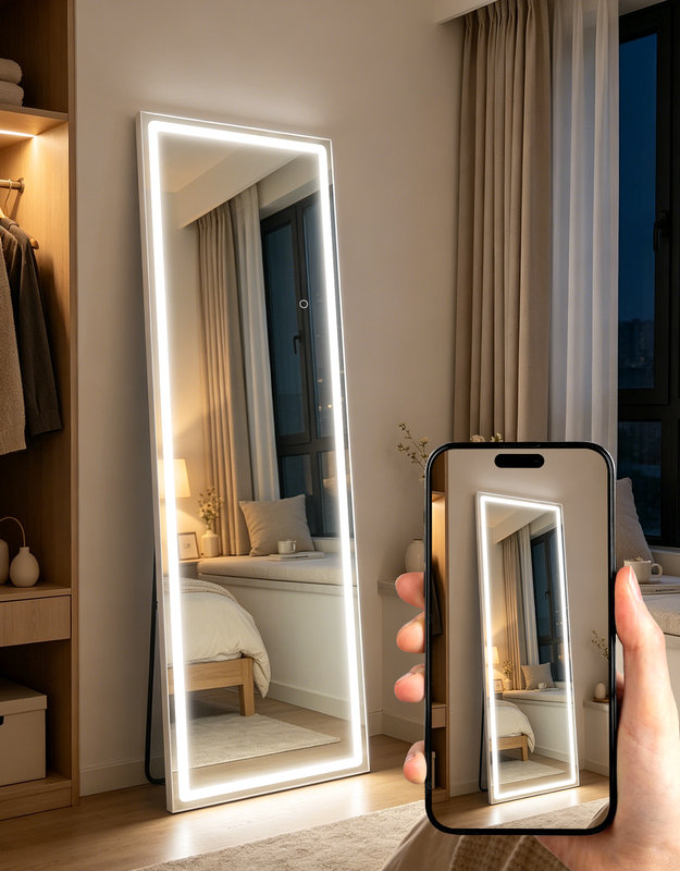 Aluminium Rectangle Freestanding Full Length Mirror