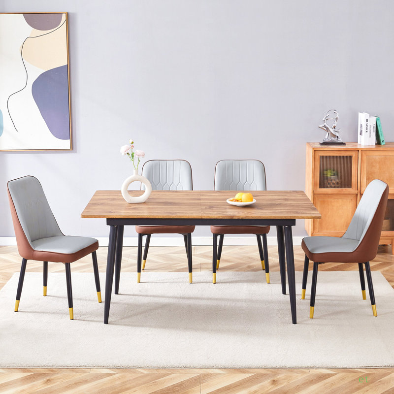 Ensemble de table et de chaises Table rectangulaire extensible de 59 à 75 pouces - une œuvre d'art de la transformation de l'espace.