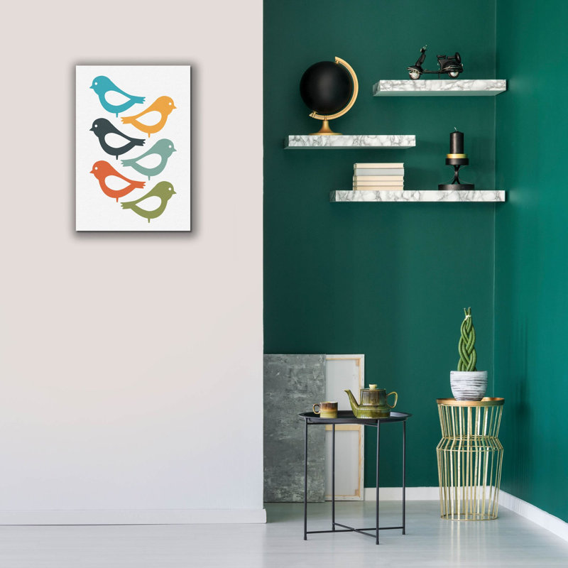 'Playful Birds' by Ayse, Canvas Wall Art, 26" H x 18" W x 0.75" D