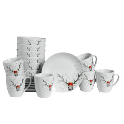 Luna Piece Porcelain China Dinnerware Set - Service for 6