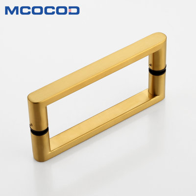 8" Round Corner Shower Door Handle - Double Sided Pull Plate for 1/4" to 1/2" Thick Glass - Stainless Steel
