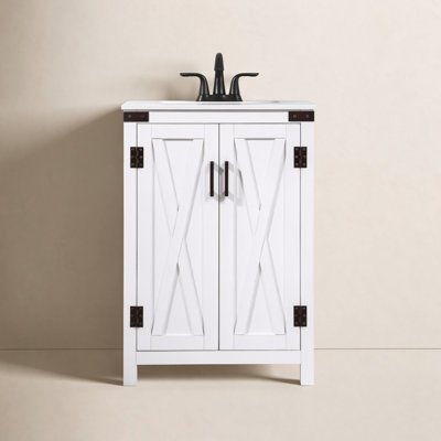 Slayton 24 " W Freestanding Standard 1 Single Vanity Bathroom Vanity With Engineered Marble Top