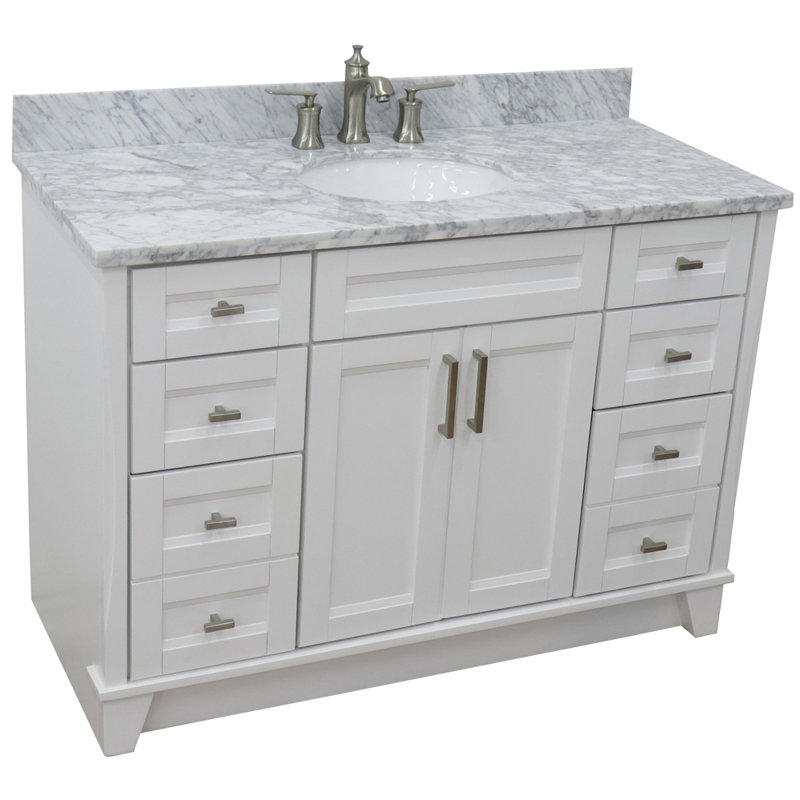 Ensemble de meuble-lavabo simple 49 po Abdijabar, Mable gris clair