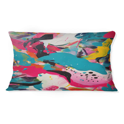 Pink And Turquoise Abstract Enigma III - Abstract Printed Throw Pillow