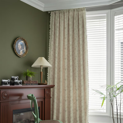Floral Pattern Semi-Blackout Linen Curtains, Single Sheet, 59.1 X 84.1 Inches, Breathable And Sun-Shading Decorative Curtains For Living Rooms.