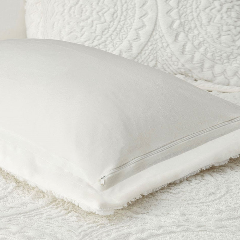 Édredon à médaillon brodé, édredon en fausse fourrure pour lit, style