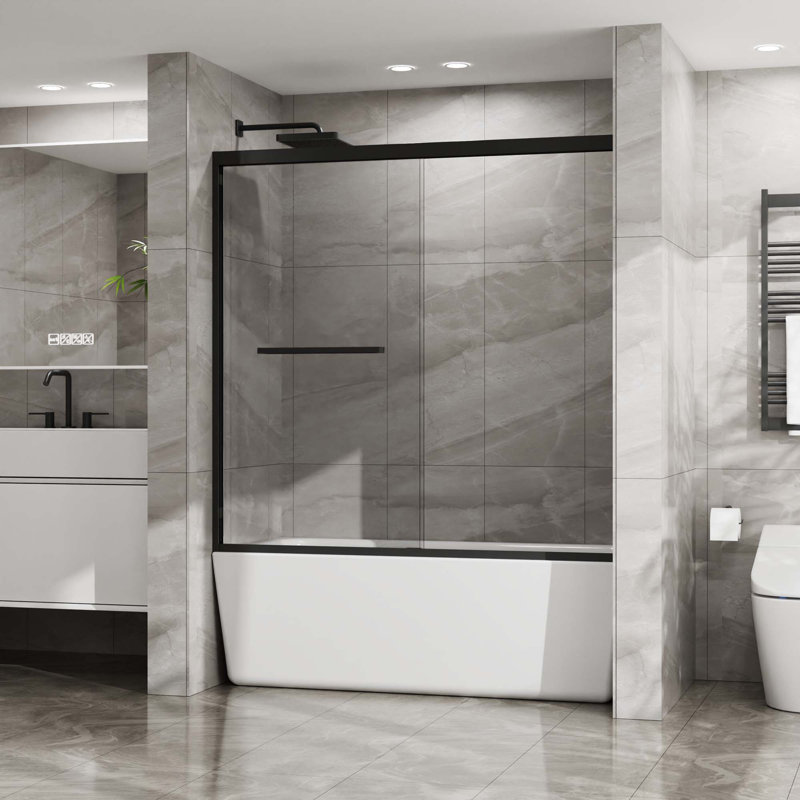 Double porte de douche coulissante. Cabine de douche à cadre en aluminium H avec verre trempé transparent de type CCSC, quincaillerie en acier inoxydable