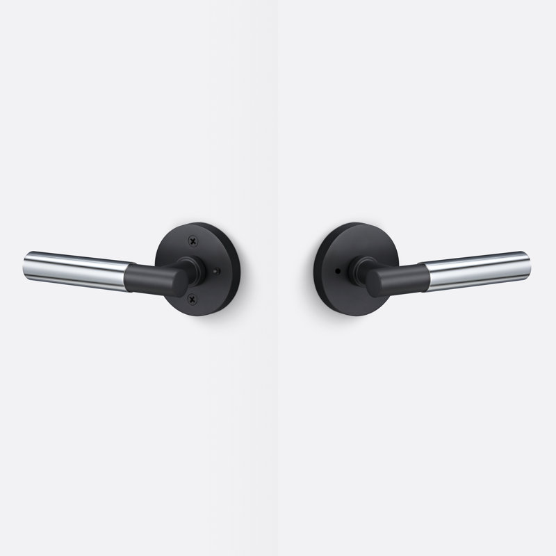 Rosette ronde Aspra, poignée lisse, Noir mat / chrome poli