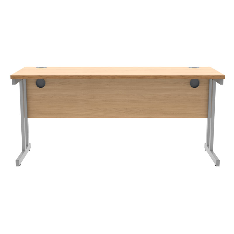 Kelson Metal Base Writing Desk, White, Beech, 73cm H x 160cm W x 60cm D