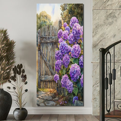 «Alayna Summer Hydrangeas By The Farm Fence I», reproduction sur toile