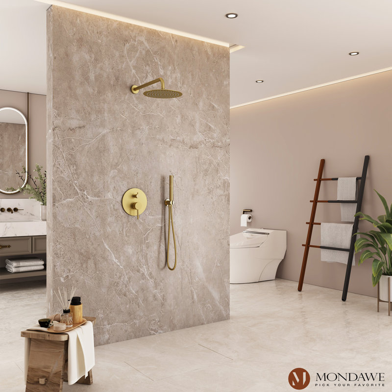 Brushed Gold Dual-Function Rain Shower System with Handheld