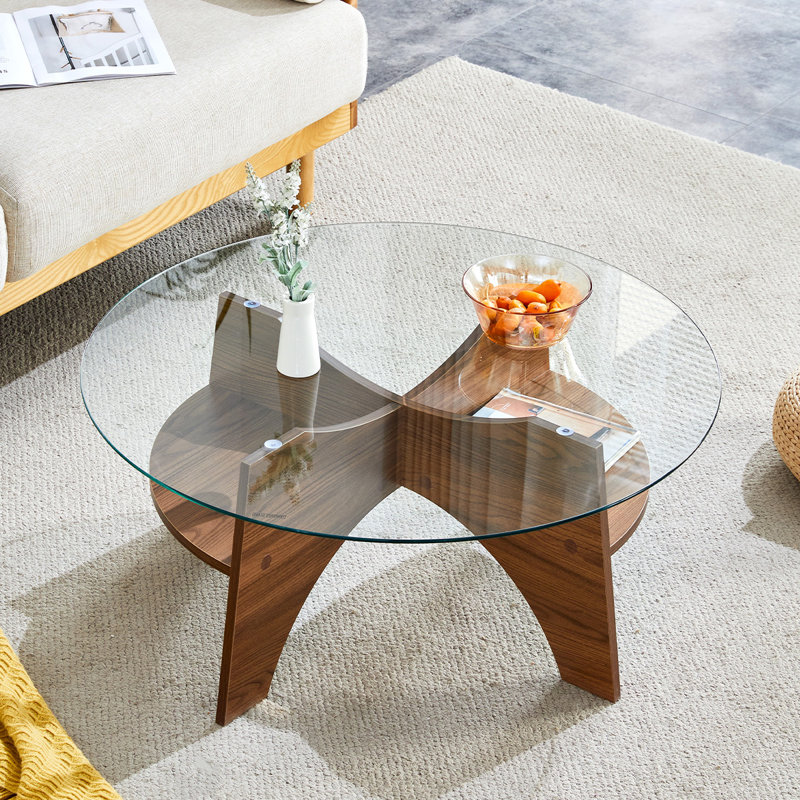 Table basse en verre, Bois brun