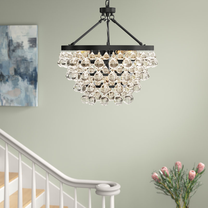 Lustre à 5 lumières en cristal Deonta, Noir mat