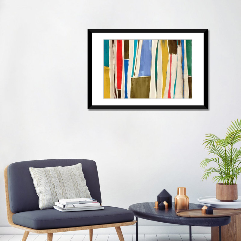 «Striped Flat I», impression sur toile, H 16 po x l 24 po x P 1 po, Papier d'art encadré noir, Blanc