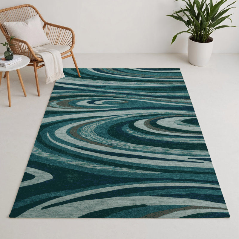 Tapis intérieur et extérieur bleu Nature, Rectangulaire 3 pi x 5 pi