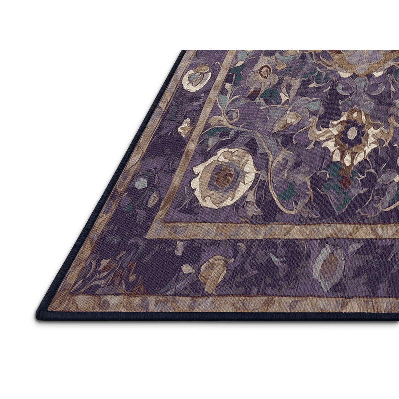 Machine Washable Purple Area Rug, Rectangle 5' x 8'