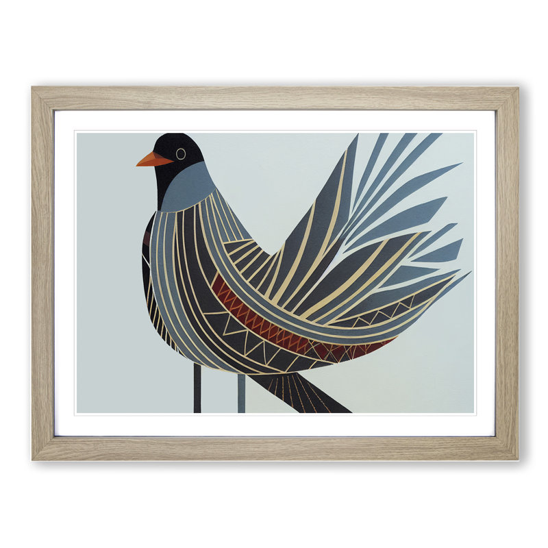 Victorious Bird Abstract - Framed Print, 46cm H x 64cm W x 2cm D, Oak