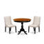 Ensemble de salle à manger 3 pièces en bois composé d'une table de salle à manger et de 2 chaises en lin crème modernes de style Mid-Century avec dossier capitonné - Finition noire-196401334