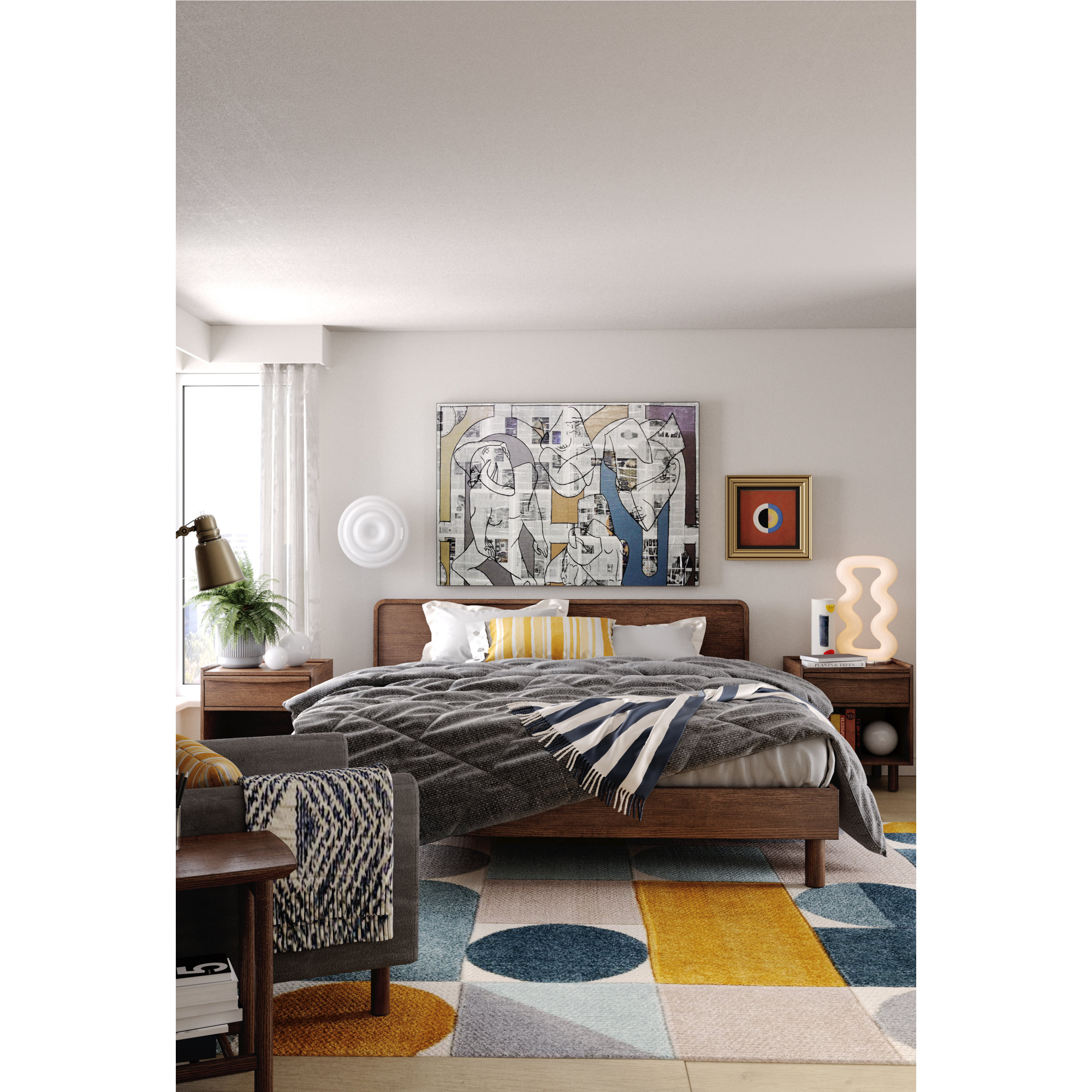 Tessa Wooden Bed, Yellow, King
