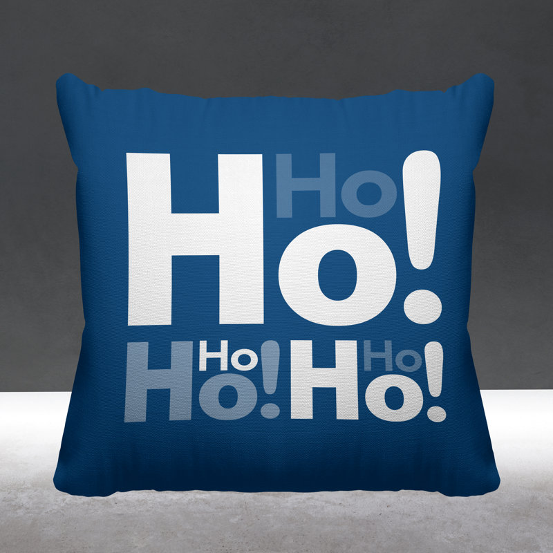 Coussin intérieur / extérieur Hohoho Christmas, L 19 po x H 19 po, Bleu céruléen