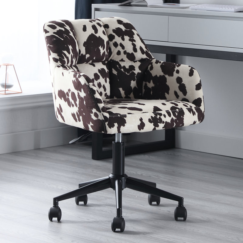 Chaise de bureau en similicuir Comfy, Blanc / Brun